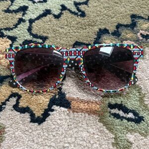 Wayfarer-Style Square Sunglasses | Colorful Geometric Print | Hand Polished